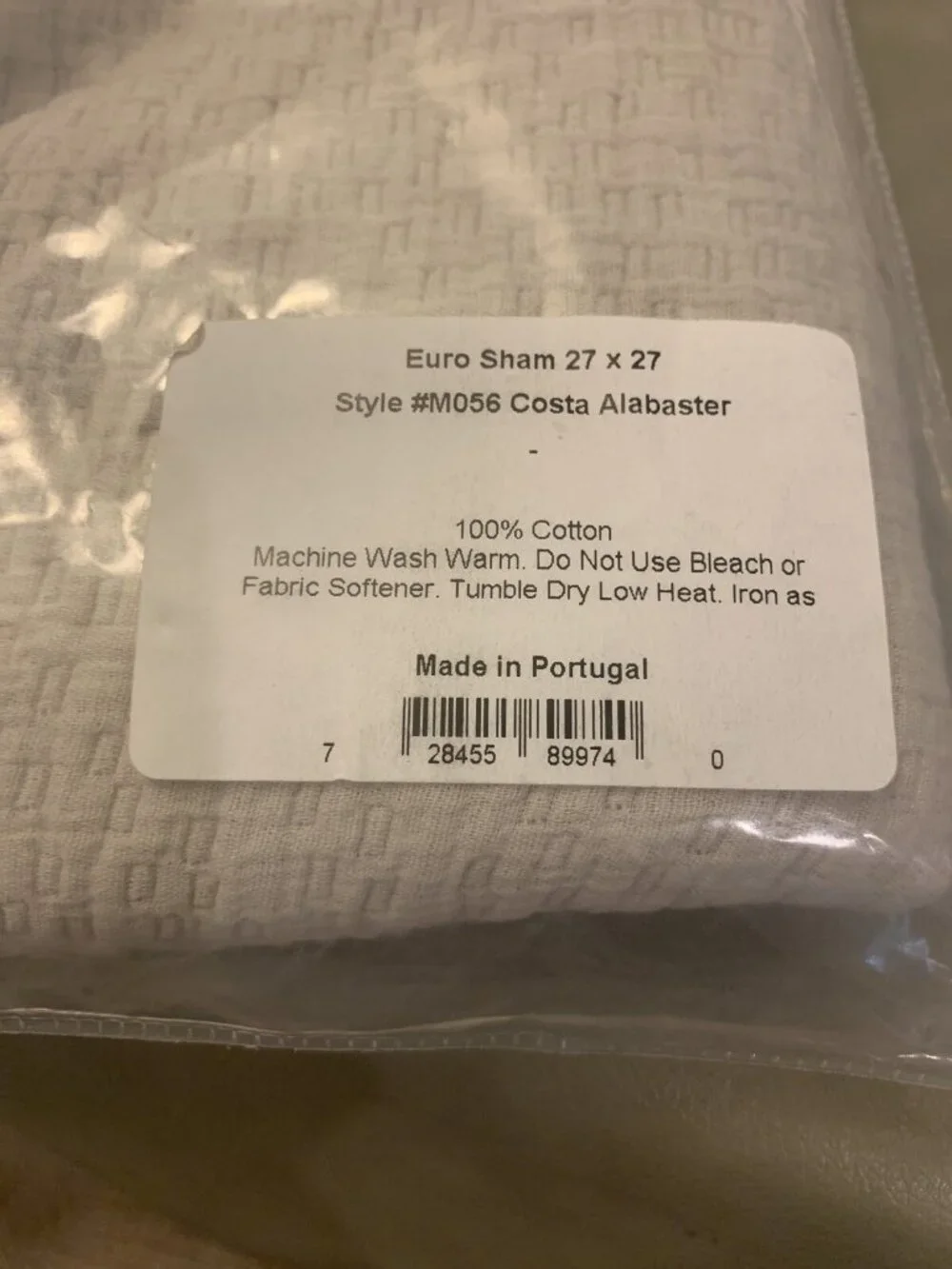 Brand New Matouk Euro European Pillow Sham Costa Alabaster Gray Cotton